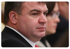 Defence Minister Anatoly Serdyukov at a Cabinet meeting