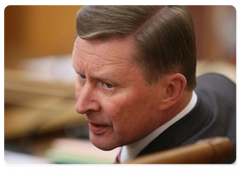Deputy Prime Minister Sergei Ivanov at a Cabinet meeting