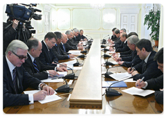 Prime Minister Vladimir Putin at the meeting with the leaders of the United Russia Party