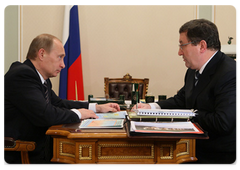 Prime Minister Vladimir Putin during a meeting with Tambov Region Governor Oleg Betin