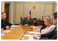 Prime Minister Vladimir Putin chairing a meeting on economic issues