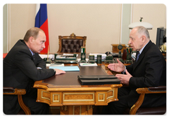 Russian Prime Minister Vladimir Putin  meeting with Dagestan President Mukhu Aliyev