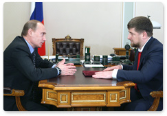 Председатель Правительства Российской Федерации В.В.Путин провел рабочую встречу с Президентом Чеченской Республики Р.А.Кадыровым