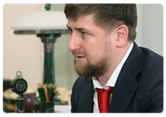Президент Чеченской Республики Р.А.Кадыров на встрече с В.В.Путиным