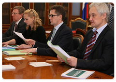 Alexei Kudrin, Tatyana Golikova, Kirill Androsov, and Andrei Belousov at a meeting on economic issues