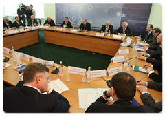 Prime Minister Vladimir Putin conducting a conference on upgrading a system of training for specialists on demand, during his visit to the Moscow Physics and Technology Institute in the city of Dolgoprudny