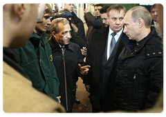 Prime Minister Vladimir Putin visiting the ZiO-Podolsk Machine-Building Plant in Moscow Region