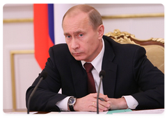 Prime Minister Vladimir Putin holding a meeting of the Government Presidium