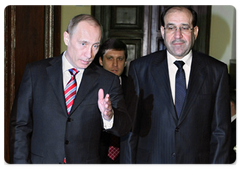 По окончании беседы В.В.Путина с Нури аль-Малики переговоры глав правительств России и Ирака продолжились в расширенном составе