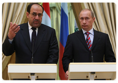 The Russian Prime Minister Vladimir Putin and Iraqi Prime Minister Nuri al-Maliki have issued a statement for the press on the results of the Russian-Iraqi intergovernmental talks
