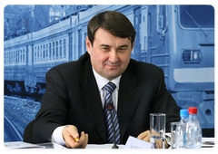 Minister of Transport Igor Levitin at the conference on the development programme for transport infrastructure in 2009, and anti-crisis measures in the transport sector