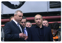 Vladimir Putin visiting the Tver Wagon Works