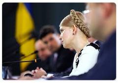 Ukrainian Prime Minister Yulia Tymoshenko during a meeting of the Committee on Economic Cooperation of the Russian-Ukrainian Interstate Commission