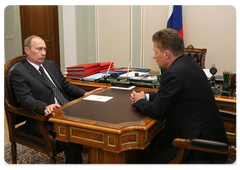 В.В.Путин провел рабочую встречу с председателем правления ОАО «Газпром» А.Б.Миллером.