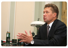 Председатель правления ОАО «Газпром» А.Б.Миллер на встрече с В.В.Путиным