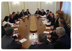 Prime Minister Vladimir Putin during a meeting with Chilean President Michelle Bachelet.