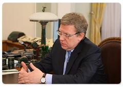 Министр финансов А.Л.Кудрин на рабочей встрече с В.В.Путиным