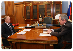 Vladimir Putin meeting the Minister of Regional Development of the Russian Federation, Viktor Basargin