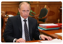 Председатель Правительства Российской Федерации В.В.Путин провел рабочую встречу с Министром регионального развития В.Ф.Басаргиным