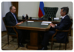 Prime Minister Vladimir Putin meeting with Astrakhan Governor Alexander Zhilkin