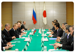 Russian Prime Minister Vladimir Putin taking part in Russian-Japanese talks