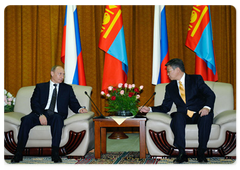 Prime Minister Vladimir Putin meeting with the Prime Minister of Mongolia, Sanjaagiin Bayar