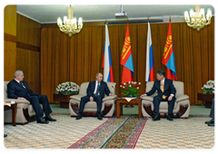 Prime Minister Vladimir Putin meeting with the Prime Minister of Mongolia, Sanjaagiin Bayar