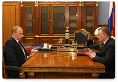 Председатель Правительства Российской Федерации В.В.Путин провел рабочую встречу с губернатором Рязанской области О.И.Ковалевым
