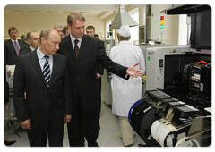 Prime Minister Vladimir Putin at the Nikolai Dukhov Research Institute of Automation