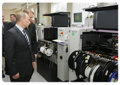 Prime Minister Vladimir Putin at the Nikolai Dukhov Research Institute of Automation