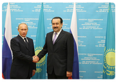 Prime Minister Vladimir Putin during a meeting with his Kazakh counterpart Karim Masimov