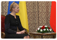 Премьер-министр Украины Ю.В.Тимошенко на встрече с В.В.Путиным в Астане