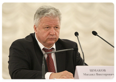 Chairman of the Federation of Independent Trade Unions of Russia (FNPR) Mikhail Shmakov attending the National Conference of the Chairmen of Primary Trade Union Organisations – FNPR Members