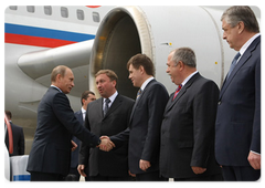 Prime Minister Vladimir Putin arrives in Minsk on an official visit