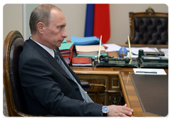 Prime Minister Vladimir Putin meeting with Sergei Stepashin, the Chairman of the Audit Chamber