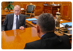 Prime Minister Vladimir Putin meeting with Sergei Shoigu, the Minister of Civil Defence, Emergencies and Disaster Relief