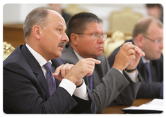 Vladimir Dmitriev during a meeting of the Observation Council of the state corporation Vnesheconombank (the Bank for Development and Foreign Economic Affairs)