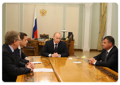 Prime Minister Vladimir Putin chairing a meeting on money allowances for military personnel and persons with an equated status