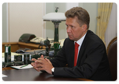 Gazprom CEO Alexei Miller during a meeting with Prime Minister Vladimir Putin