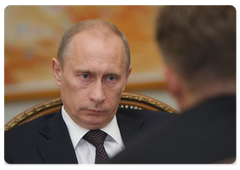 Prime Minister Vladimir Putin meeting with Gazprom CEO Alexei Miller