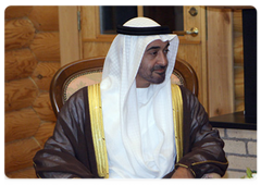 Mohammed bin Zayed Al Nahyan, the Crown Prince of Abu Dhabi at a meeting with Prime Minister Vladimir Putin