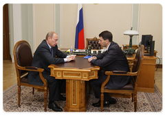 Prime Minister Vladimir Putin meeting with Minister of Telecommunications and Mass Media Igor Shchegolev