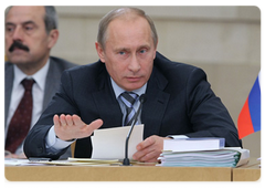 Prime Minister Vladimir Putin speaking at the Eurasec Interstate Council