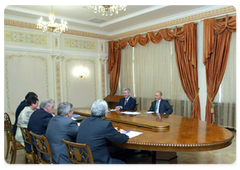 Prime Minister Vladimir Putin during a meeting with leaders of the Federation Council
