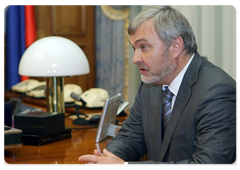 Valentin Uiba, Head of the Federal Medical-Biological Agency at a meeting with Prime Minister Vladimir Putin
