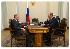 Prime Minister Vladimir Putin meeting with the Chairman of Vnesheconombank, Vladimir Dmitriev