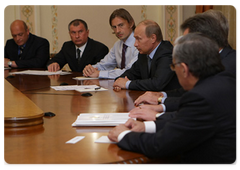 Prime Minister Vladimir Putin meeting with the management team of Tom Tomsk Football Club and businesspeople interested in partnership with the club