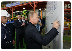 Prime Minister Vladimir Putin at the No. 2 colour coating line