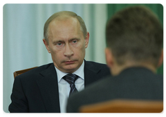 В.В.Путин провел рабочую встречу с заместителем Председателя Совета директоров, Председателем Правления ОАО «Газпром» А.Б.Миллером