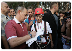 Prime Minister Vladimir Putin at the Seliger-2009 youth camp in the Tver Region, where the National Educational Forum is taking place